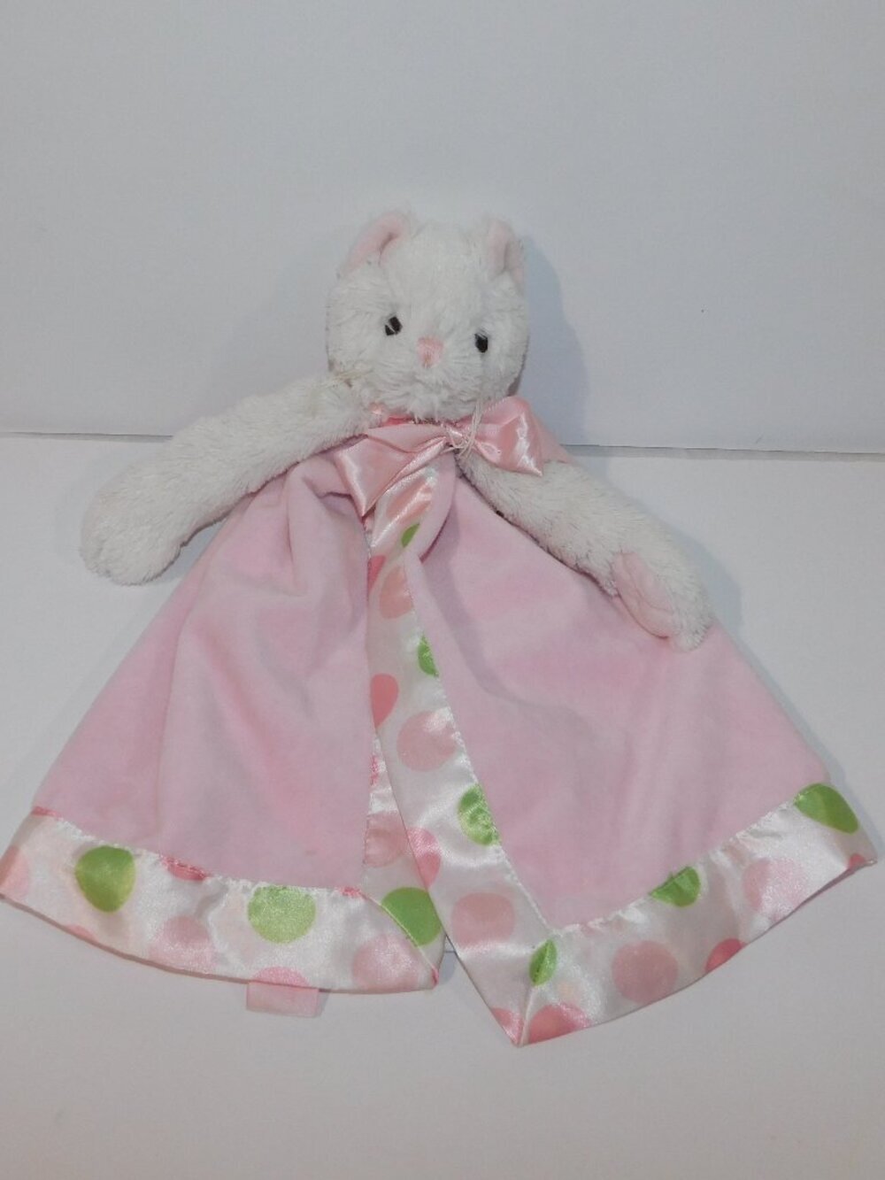 Bearington Baby Collection White Pink Cat Kitty Kitten Security Blankets Lovey